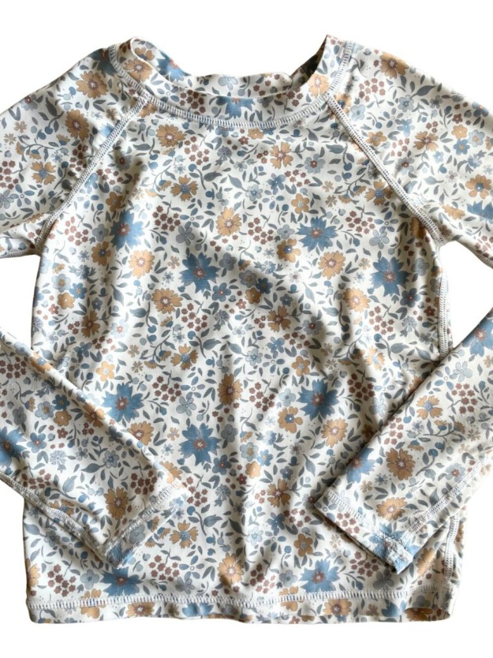 Rylee + Cru Girls Swim Rashguard, Neutral Floral Print - Size 6-7Y